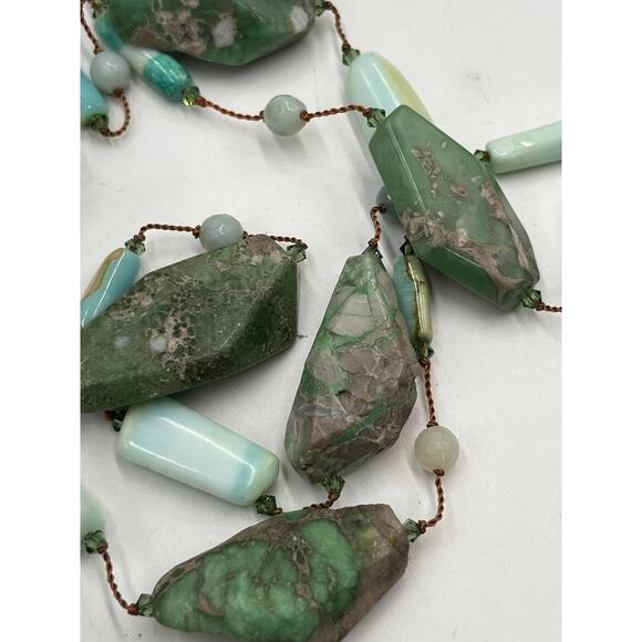 Margo Morrison Peruvian Opal, Variscite Swarovski Crystal 925 Necklace 35” New - Picture 13 of 14